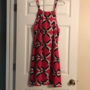 Crown and Ivy Hot Pink Navy and White Sleeveless dress